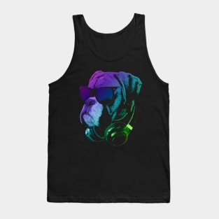 DJ Boxer Dog In Neon Lights Tank Top